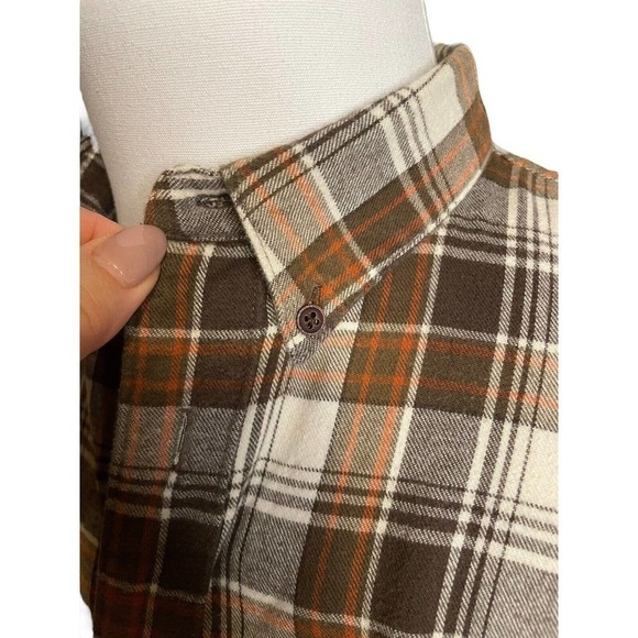 Cabela's Flannel Brown Plaid Mens Large Tall Shirt Long Sleeve Button Down - Picture 3 of 9